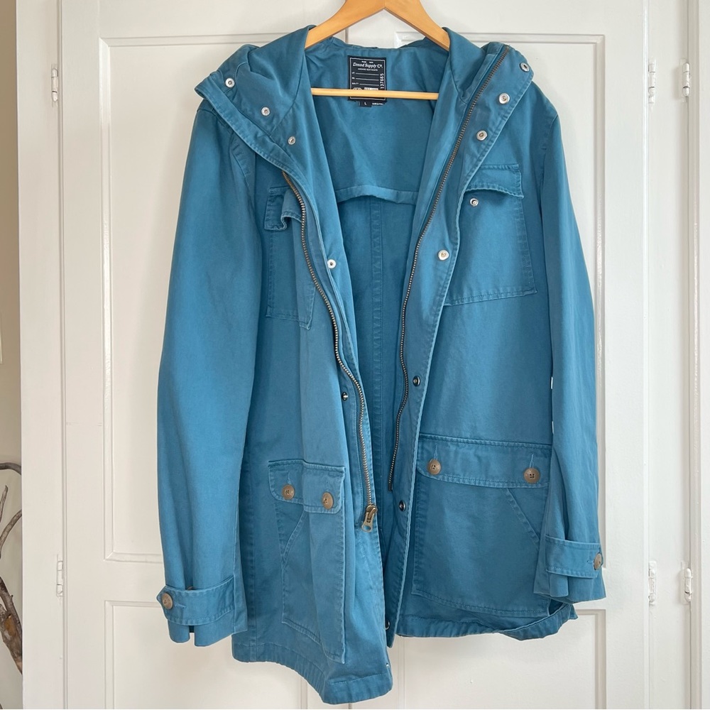 Diamond Supply Co. Hooded Utility Cargo Jacket in Blue / Teal